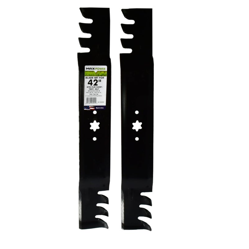 Maxpower 561532XB 2 Blade Commercial Mulching Set for 42" Cut MTD, Cub Cadet, Troy-Bilt Mowers, Replaces OEM no. 942-0616, 742-0616, 942-04126 - Image 1